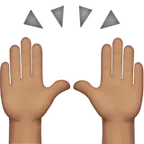 Apple 플랫폼을 위한 raising hands: medium skin tone