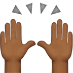 raising hands: medium-dark skin tone per la piattaforma Apple