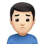 man frowning: light skin tone for Apple platform