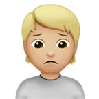person frowning: medium-light skin tone untuk platform Apple