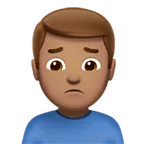 man frowning: medium skin tone voor Apple platform