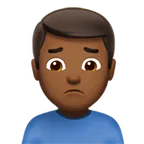 man frowning: medium-dark skin tone untuk platform Apple