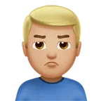man pouting: medium-light skin tone for Apple platform