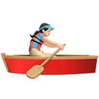 woman rowing boat: light skin tone for Apple platform