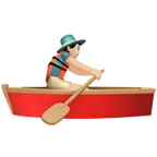 man rowing boat: light skin tone untuk platform Apple