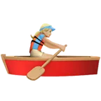 woman rowing boat: medium-light skin tone untuk platform Apple