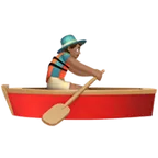 man rowing boat: medium skin tone สำหรับแพลตฟอร์ม Apple