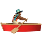man rowing boat: medium-dark skin tone for Apple platform