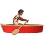 person rowing boat: medium-dark skin tone สำหรับแพลตฟอร์ม Apple