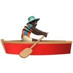 man rowing boat: dark skin tone untuk platform Apple