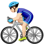 man biking: light skin tone for Apple platform