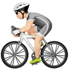 person biking: light skin tone untuk platform Apple