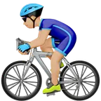 man biking: medium-light skin tone für Apple Plattform