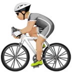 person biking: medium-light skin tone per la piattaforma Apple
