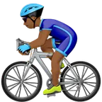 man biking: medium-dark skin tone for Apple platform