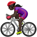 woman biking: dark skin tone لمنصة Apple