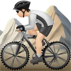 person mountain biking: light skin tone untuk platform Apple