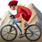 Appleプラットフォームのwoman mountain biking: medium-light skin tone