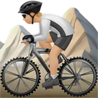 person mountain biking: medium-light skin tone สำหรับแพลตฟอร์ม Apple