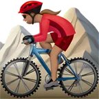 woman mountain biking: medium skin tone til Apple platform