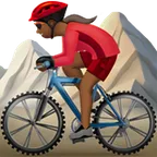 woman mountain biking: medium-dark skin tone لمنصة Apple