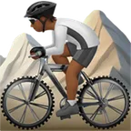 person mountain biking: medium-dark skin tone สำหรับแพลตฟอร์ม Apple