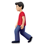 man walking: light skin tone for Apple platform