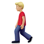 man walking: medium-light skin tone til Apple platform