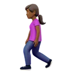 Apple platformu için woman walking: medium-dark skin tone