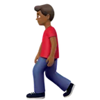 man walking: medium-dark skin tone til Apple platform