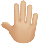 raised back of hand: medium-light skin tone per la piattaforma Apple