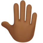 raised back of hand: medium-dark skin tone สำหรับแพลตฟอร์ม Apple