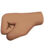 Apple 플랫폼을 위한 left-facing fist: medium skin tone