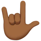 love-you gesture: medium-dark skin tone สำหรับแพลตฟอร์ม Apple