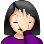 woman facepalming: light skin tone til Apple platform