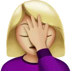 Apple 플랫폼을 위한 woman facepalming: medium-light skin tone