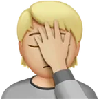 person facepalming: medium-light skin tone für Apple Plattform