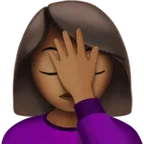 woman facepalming: medium-dark skin tone per la piattaforma Apple
