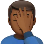 Apple 플랫폼을 위한 man facepalming: medium-dark skin tone