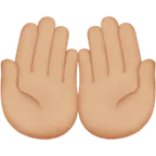 palms up together: medium-light skin tone untuk platform Apple