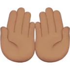 Apple dla platformy palms up together: medium skin tone