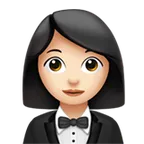 woman in tuxedo: light skin tone til Apple platform