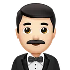 man in tuxedo: light skin tone for Apple platform