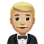 man in tuxedo: medium-light skin tone for Apple platform