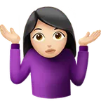woman shrugging: light skin tone per la piattaforma Apple