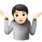 person shrugging: light skin tone per la piattaforma Apple