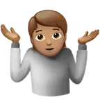 person shrugging: medium skin tone สำหรับแพลตฟอร์ม Apple
