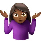 woman shrugging: medium-dark skin tone pentru platforma Apple