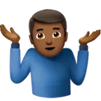 man shrugging: medium-dark skin tone til Apple platform