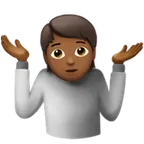 person shrugging: medium-dark skin tone per la piattaforma Apple